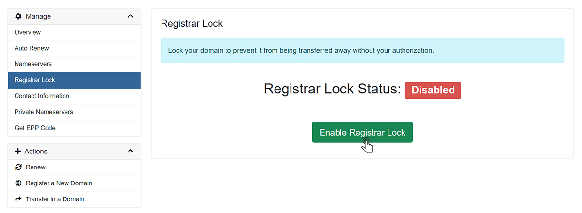 Enabling Registrar Lock 4