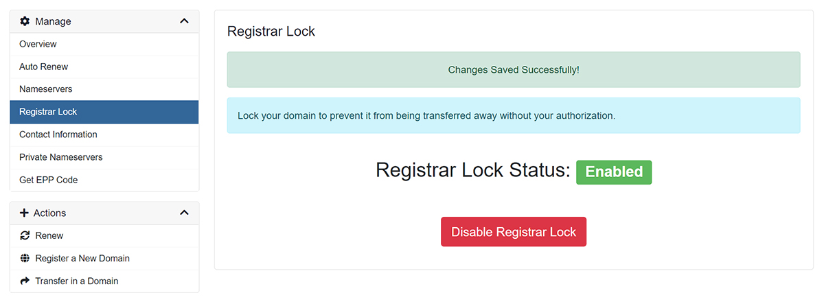 Enabling Registrar Lock 5