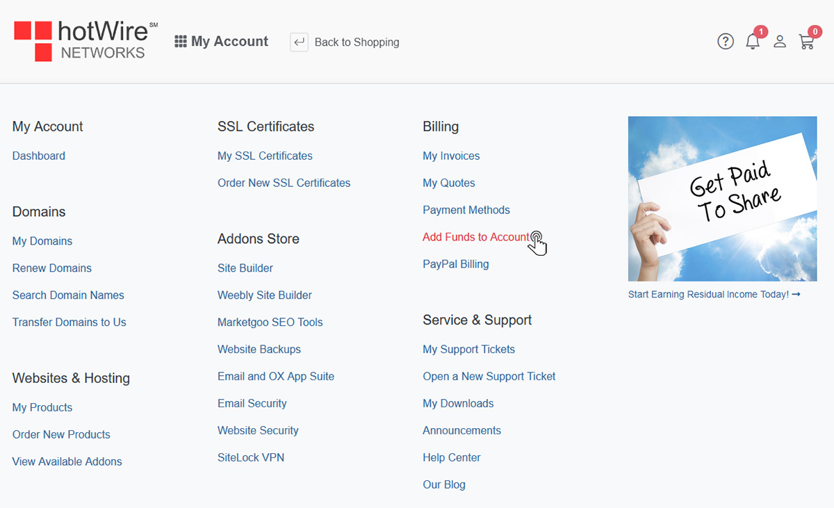 How to add funds to your account Step 2