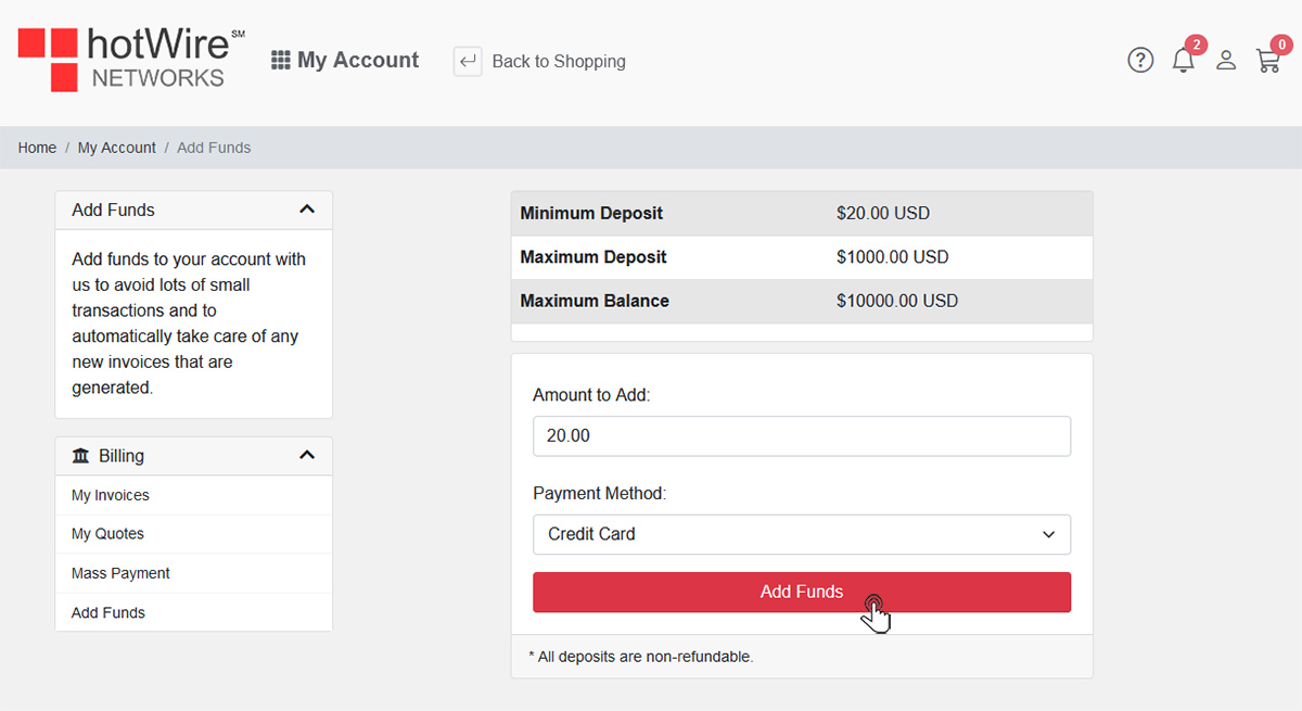 How to add funds to your account Step 3