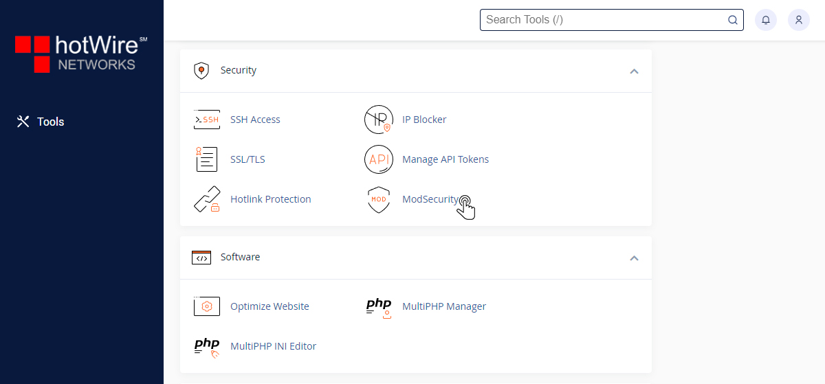 Configuring ModSecurity in cPanel Step 1