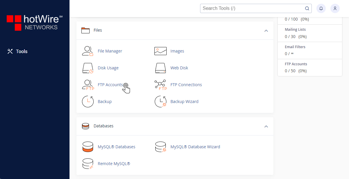 Creating Additional FTP Accounts in cPanel Step 1