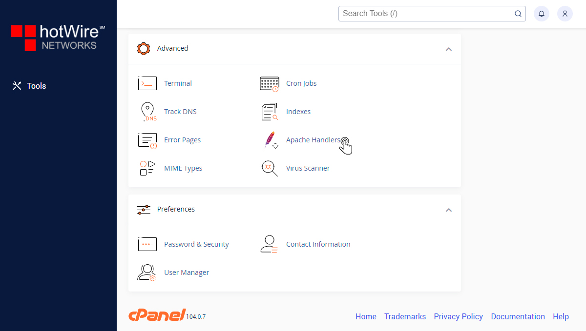 Creating Apache Handlers in cPanel Step 1
