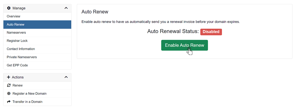 How to Auto Renew your Domain 4