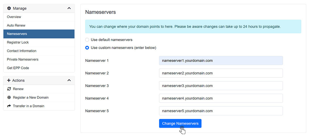 How to configure Nameservers 5