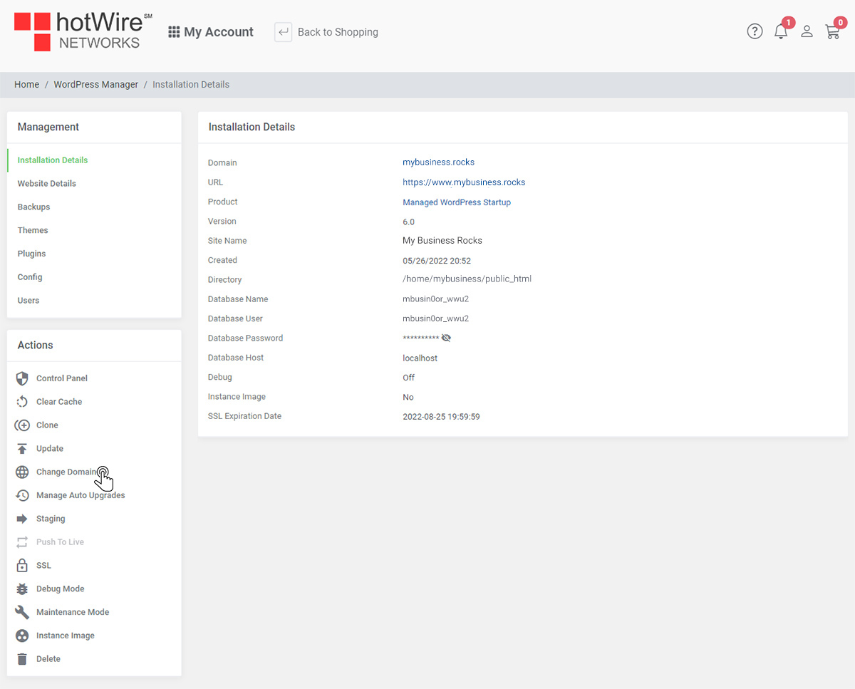 Using Change Domain option 1 