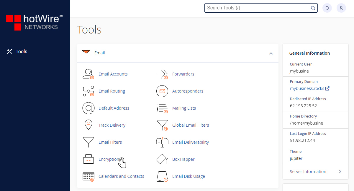 How to use Encryption in cPanel Step 1