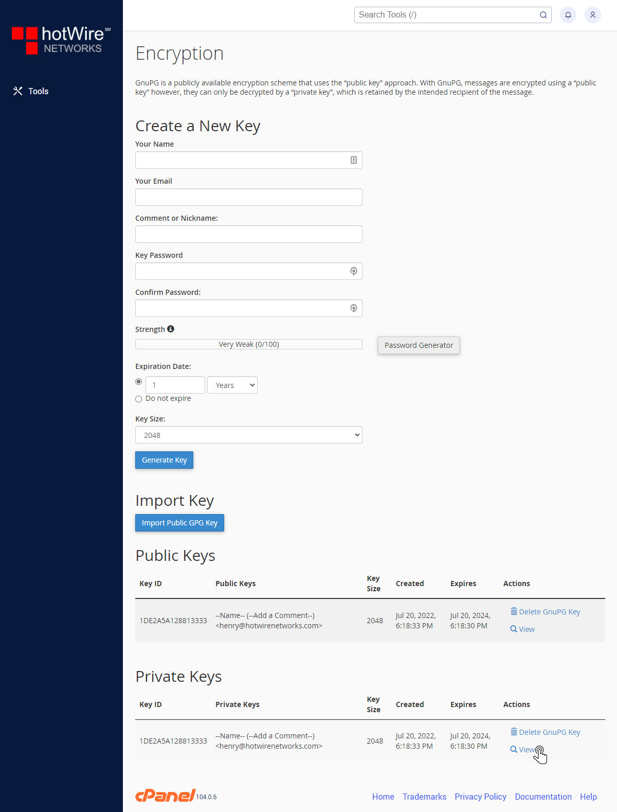 How to use Encryption in cPanel Step 8