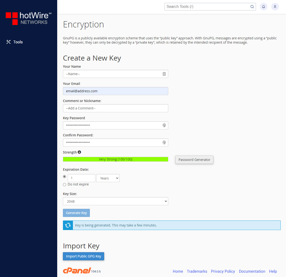 How to use Encryption in cPanel Step 5