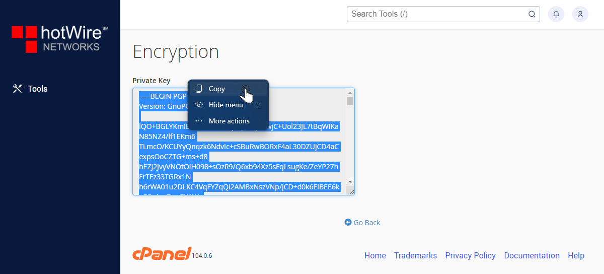 How to use Encryption in cPanel Step 9