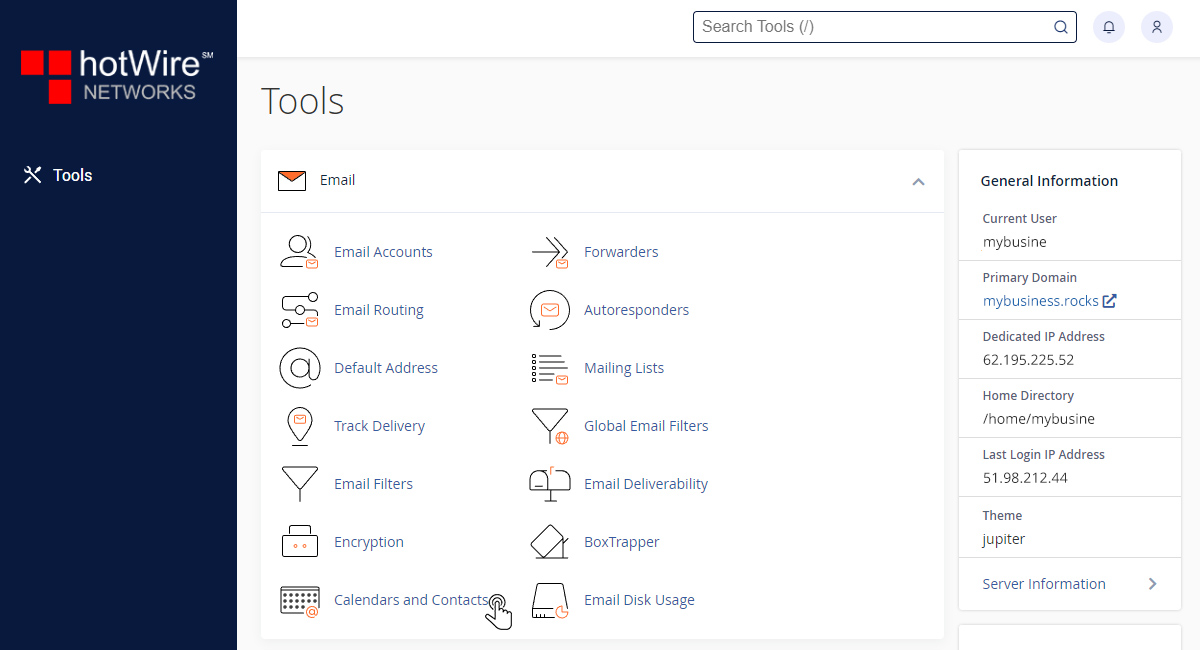 Knowing Calendars And Contacts in cPanel Step 1