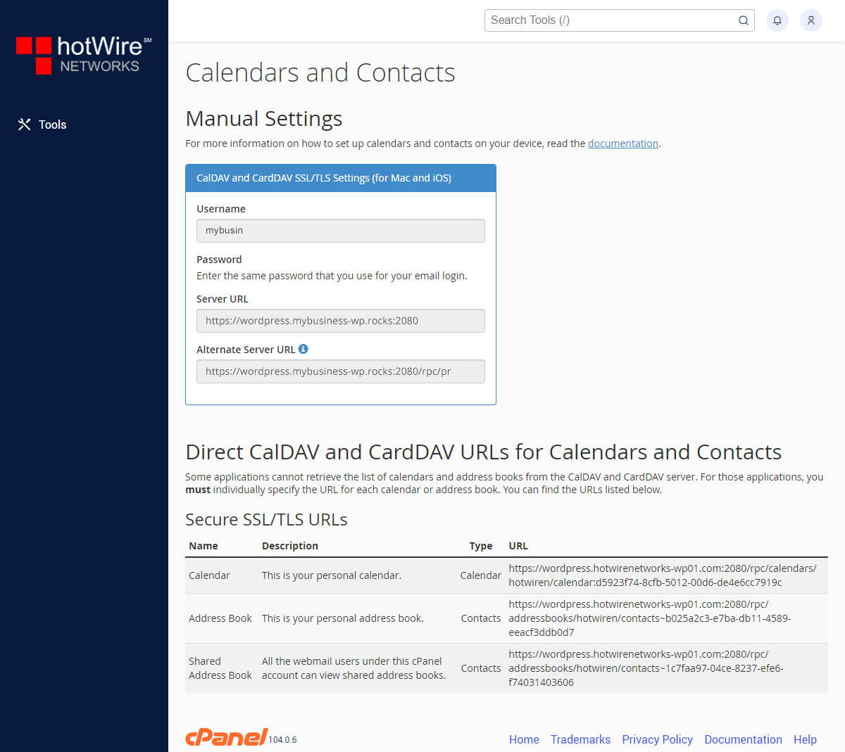 Knowing Calendars And Contacts in cPanel Step 2