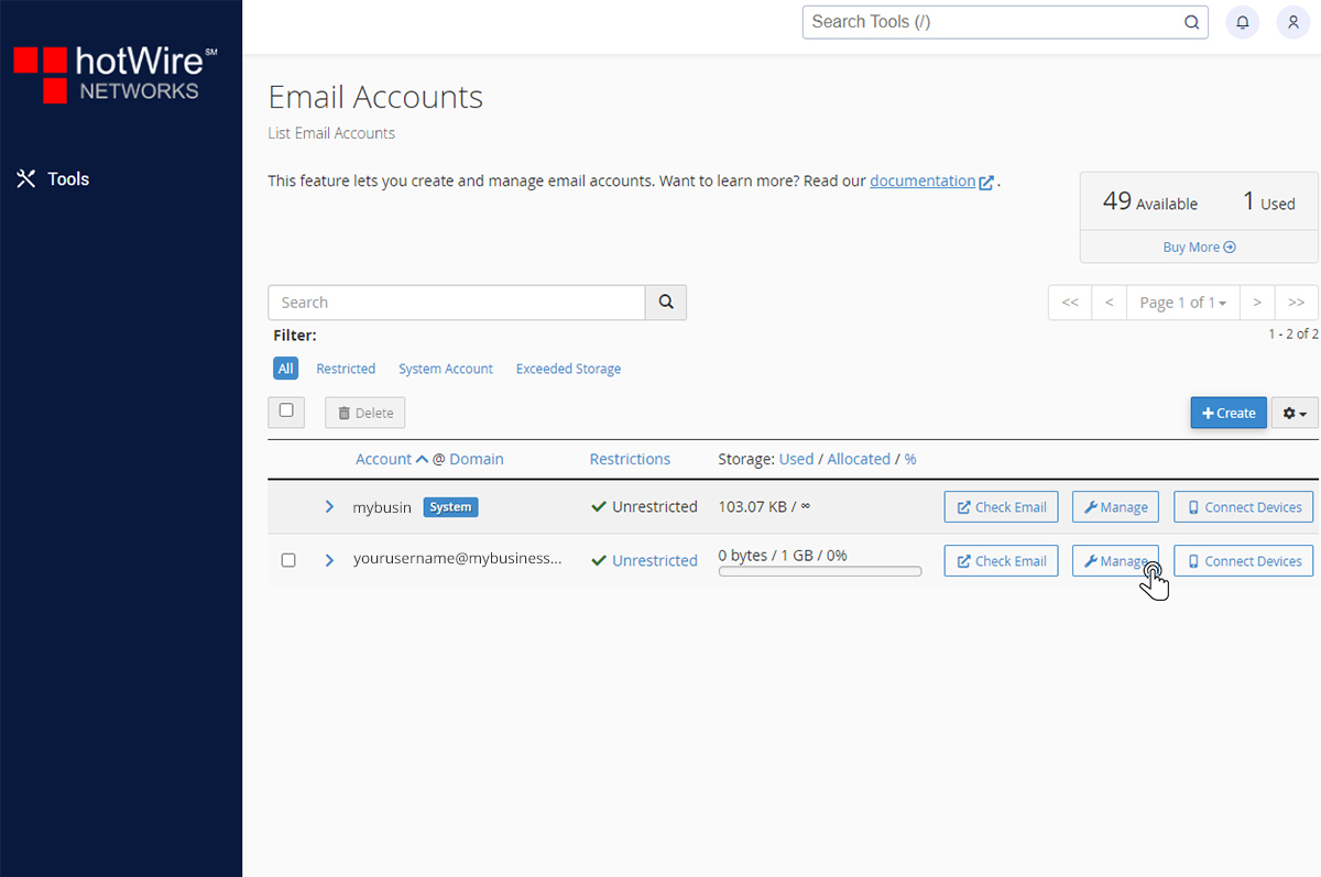 Knowing Email Accounts in cPanel Step 5 width=