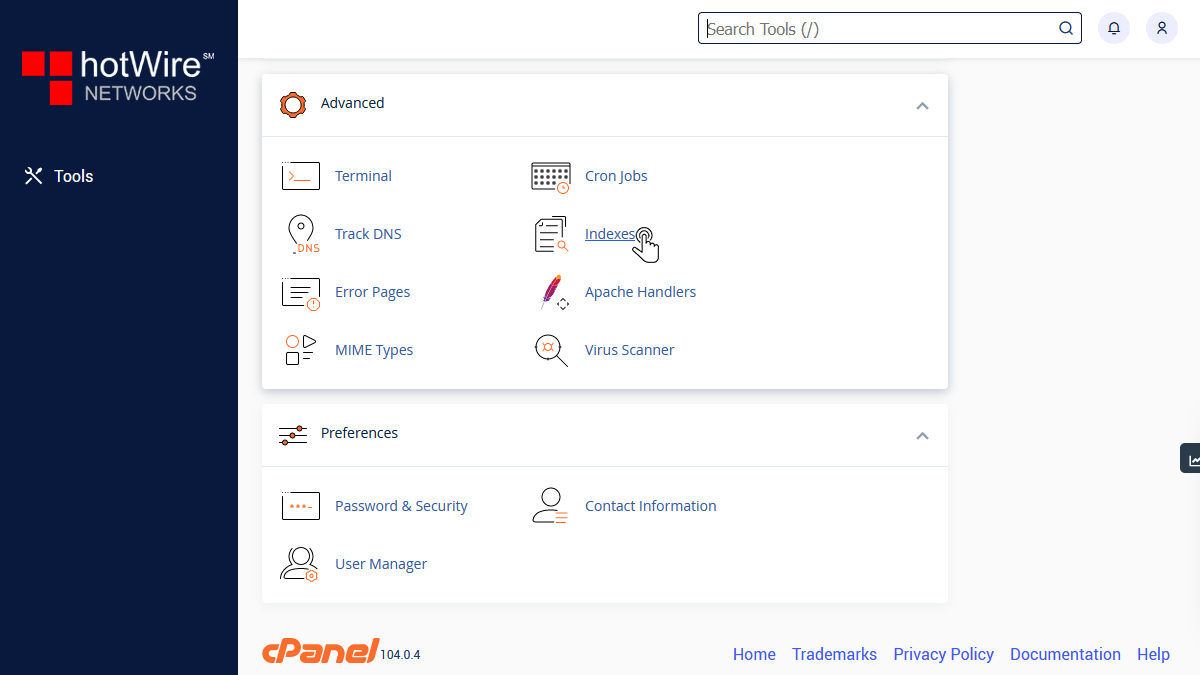 Knowing Index Manager in cPanel Step 1