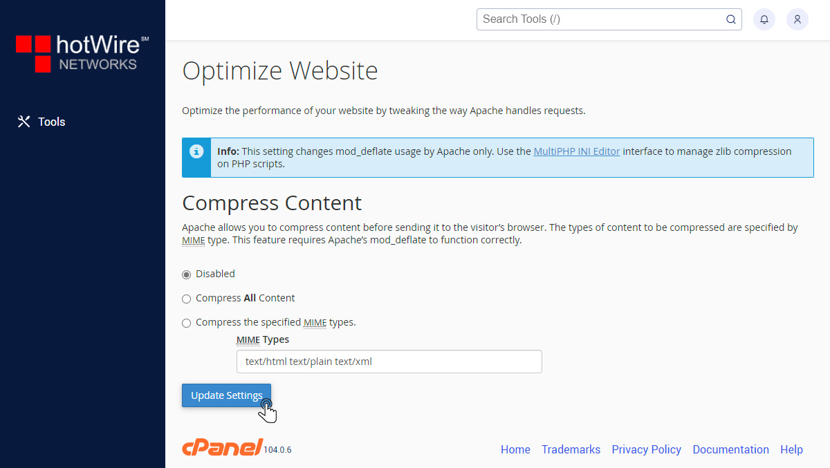 Optimize Website in cPanel Step 2