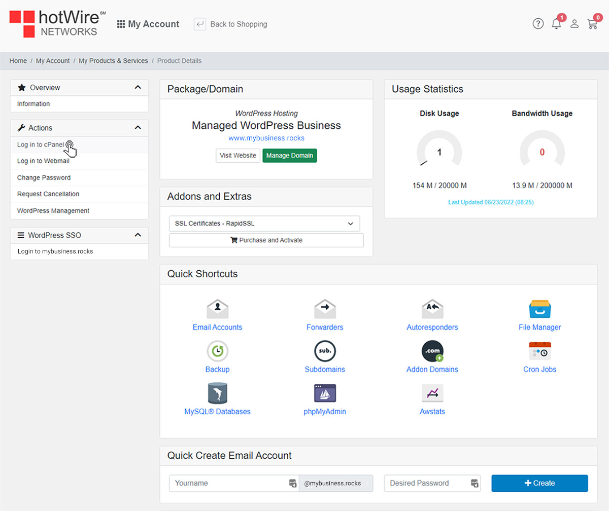 Logging in to cPanel Step 4