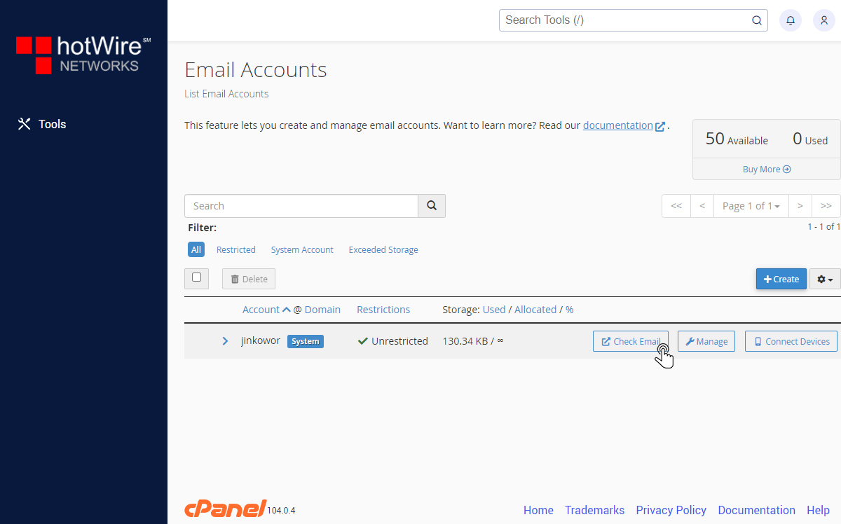 Managing Webmail in cPanel Step 2