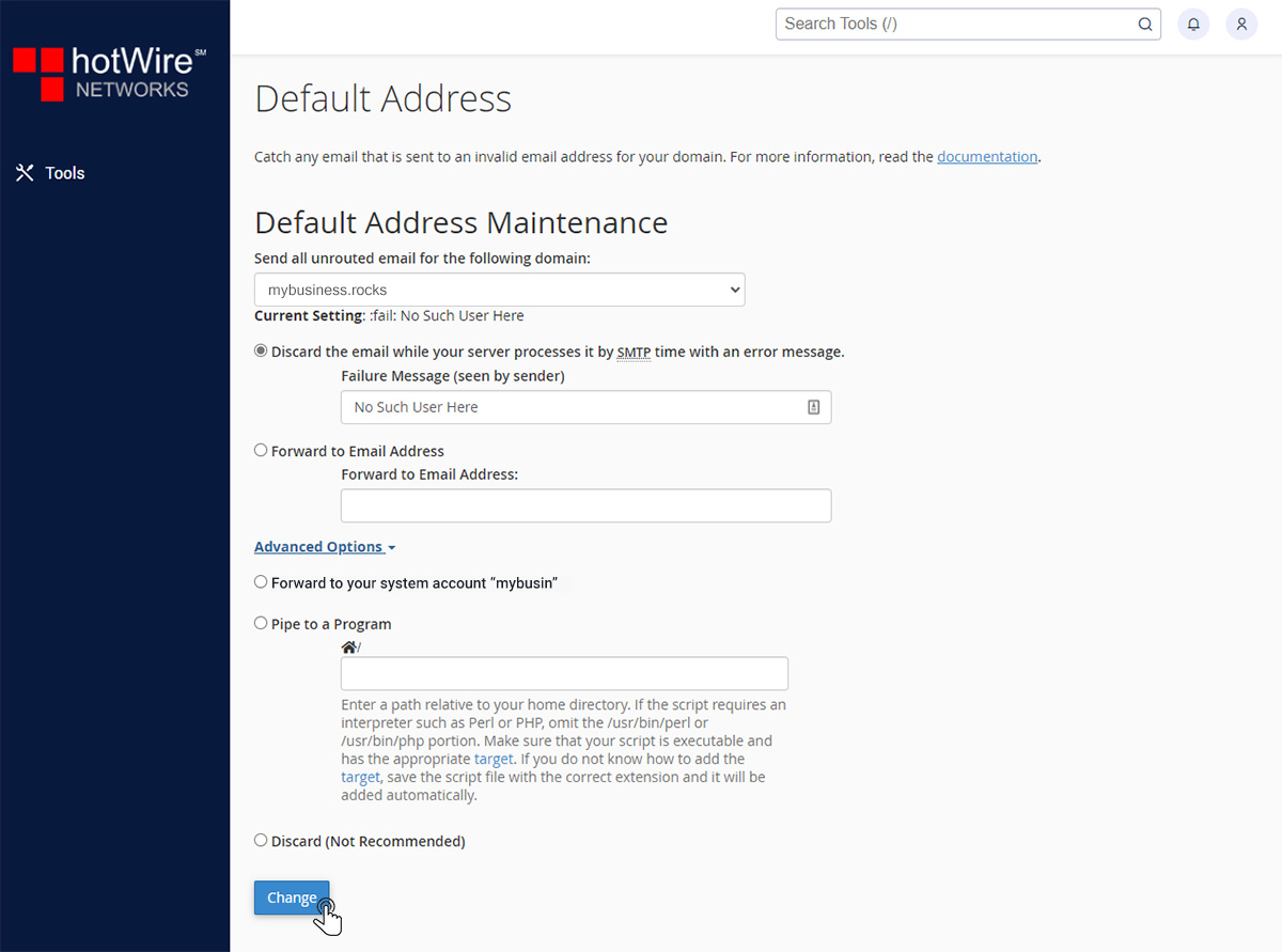 Setting Up Deafult Address In cPanell Step 4
