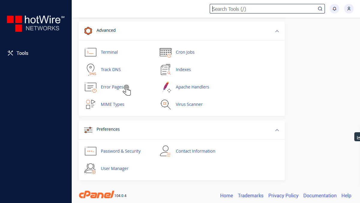 Managing Error Pages in cPanel Step 1