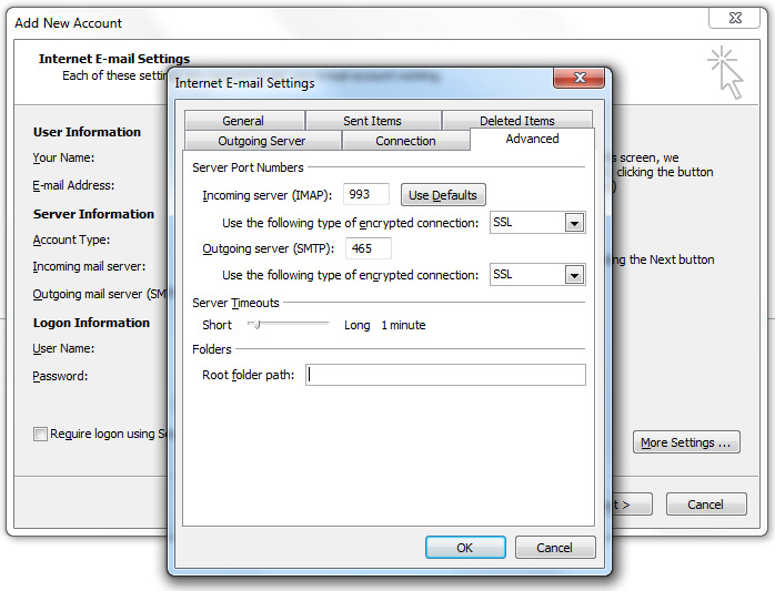 How to setup an email account using Microsoft Outlook on Hotwire Networks Shared Servers - Step 13