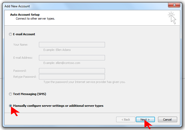 How to setup an email account using Microsoft Outlook on Hotwire Networks Shared Servers - Step 7