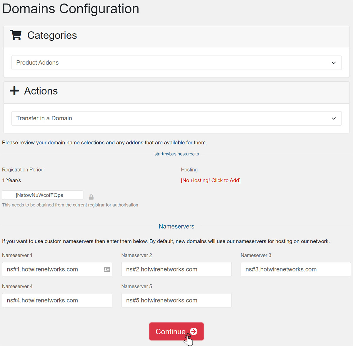 How to transfer a domain to Hotwire Networks 5