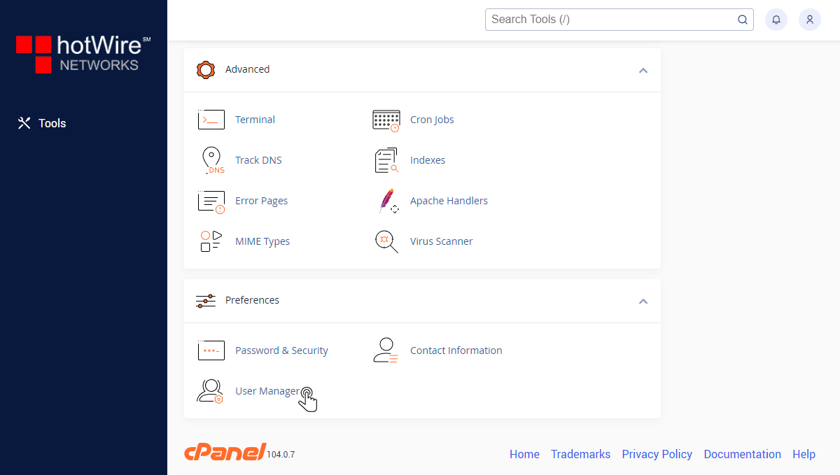 User Manager in cPanel Step 1