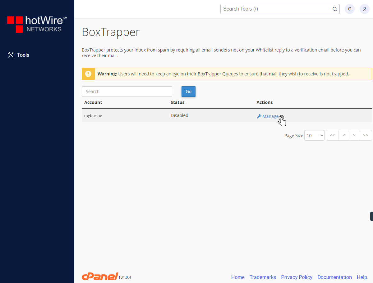 Using BoxTrapper in cPanel Step 2