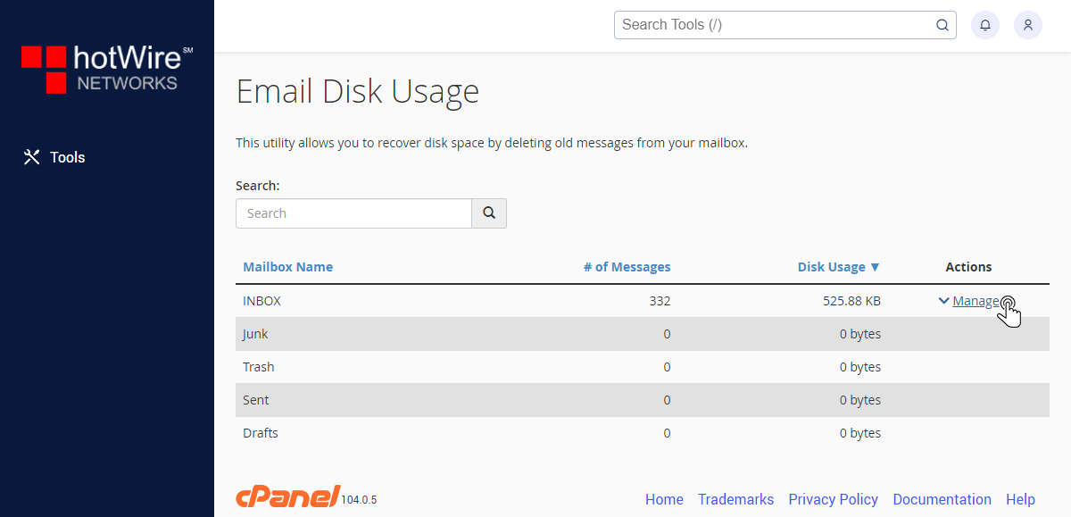 Using Email Disk Usage in cPanel Step 2