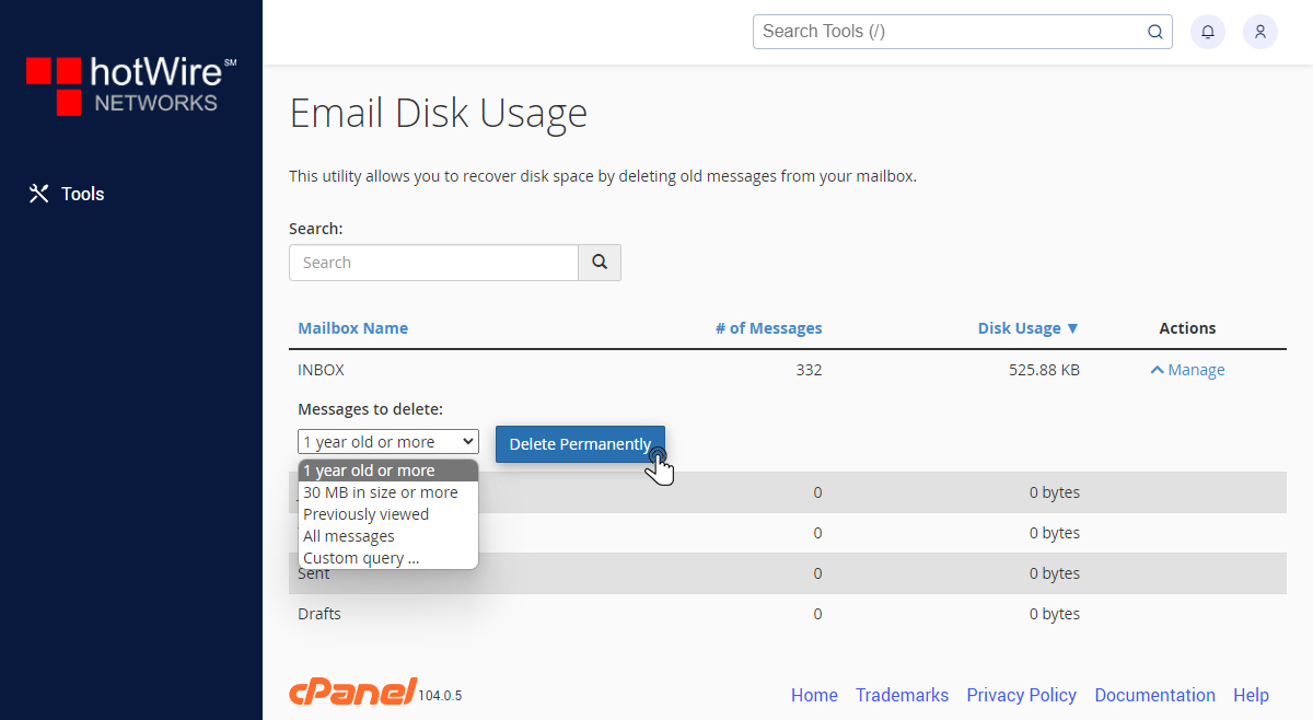 Using Email Disk Usage in cPanel Step 3