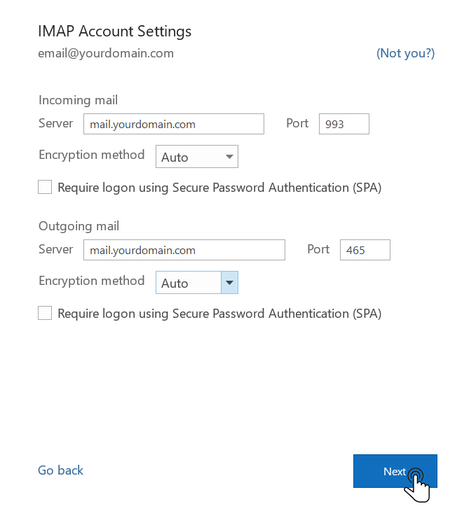 Using IMAP Email Step 10