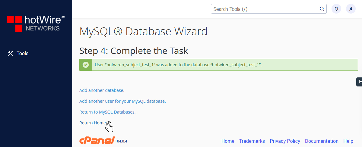 MySQL Databases in cPanel Step 5