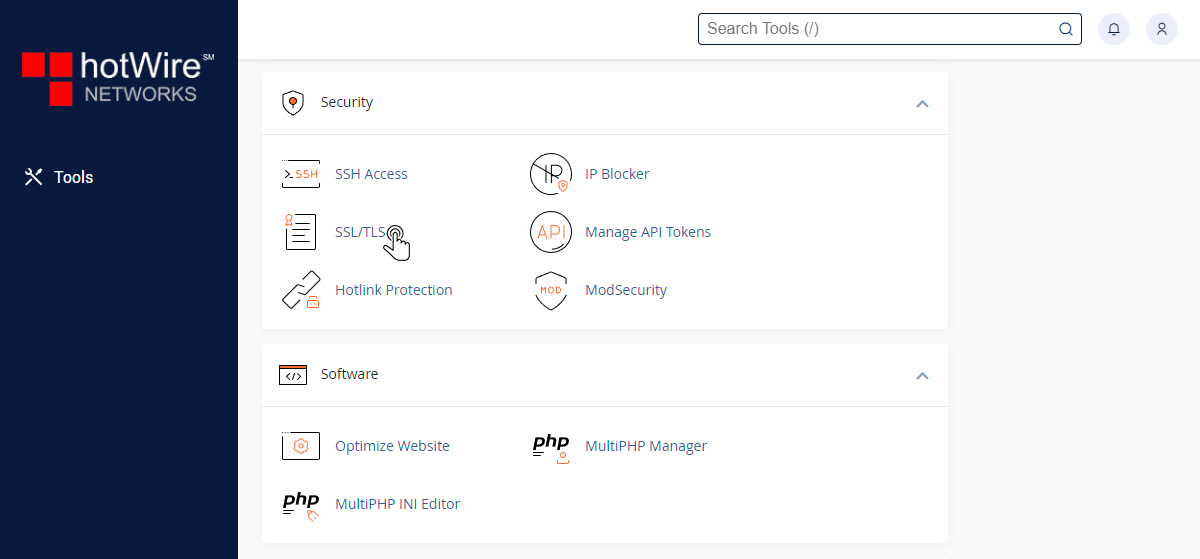 Managing SSL/TLS in cPanel Step 1