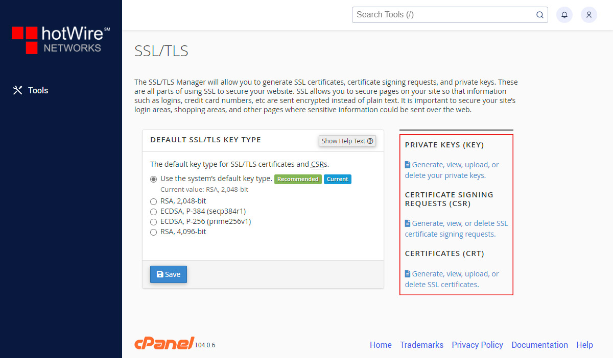 Managing SSL/TLS in cPanel Step 4