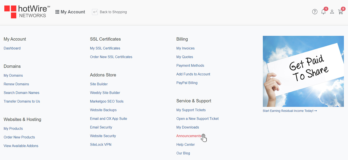 How to view Hotwire Networks announcements 2